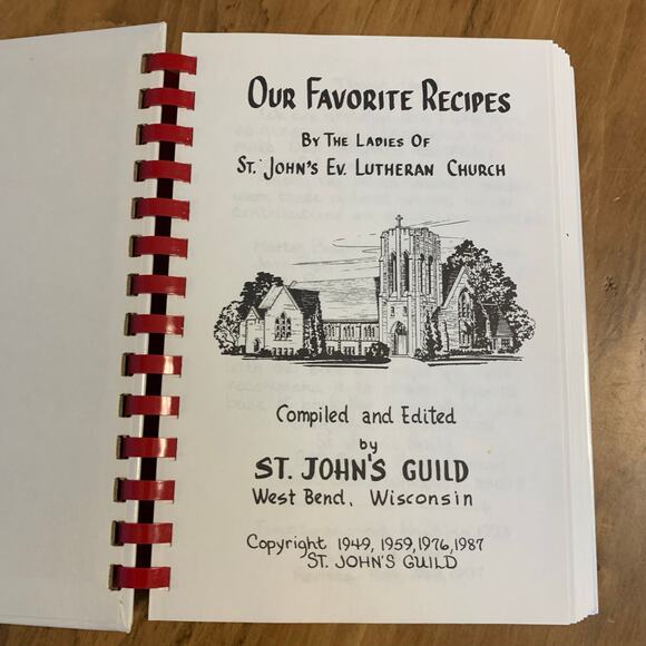1993 Vtg Cookbook Our Favorite Recipes Plastic Bound Paperback St John's Guild - Picture 2 of 9